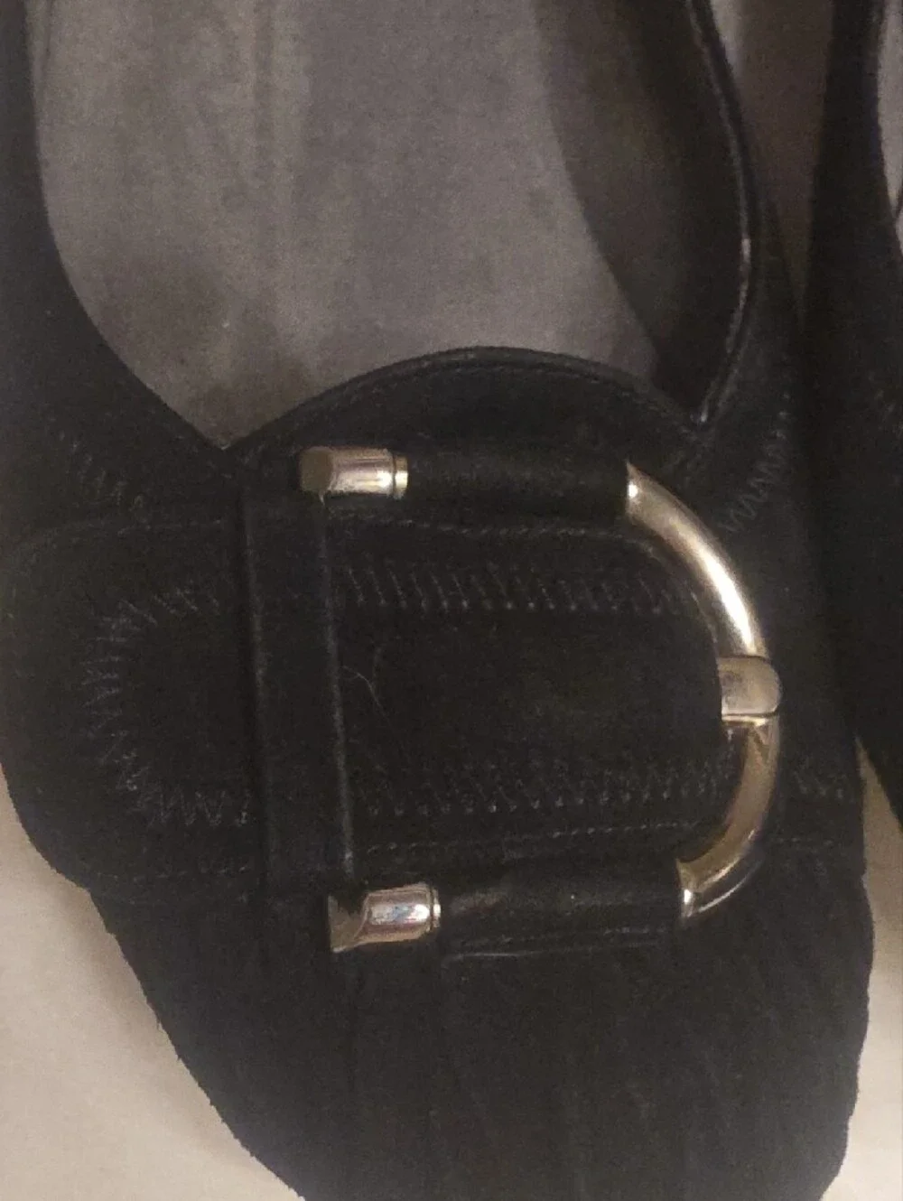 Stuart Weitzman Black Suede Wedge Ballet Flats with Silver Buckle Detail   8.5 - Picture 8 of 11